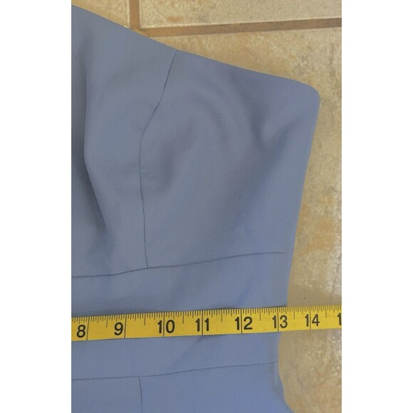 NWT AFTER SIX Size 2 Bowed One-Shoulder Crepe Trumpet Gown In Larkspur Blue - Picture 10 of 13